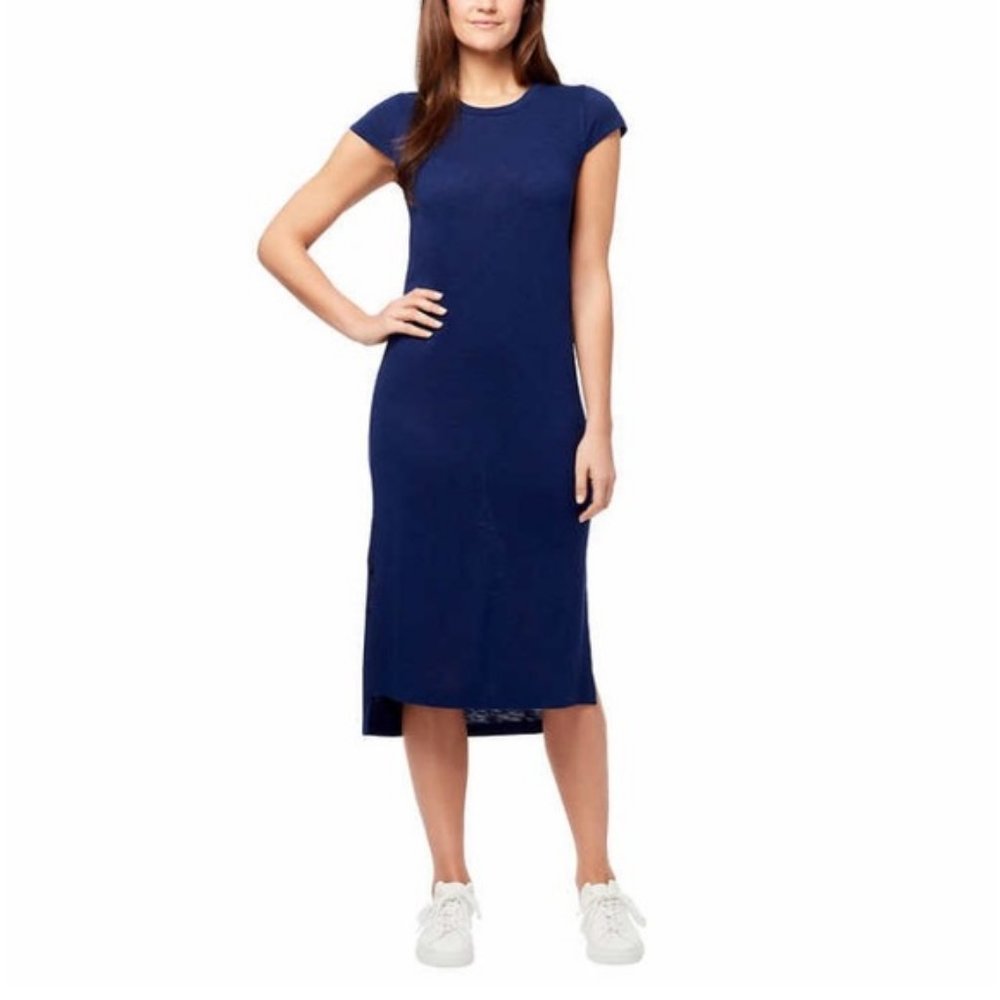Jessica Simpson Athleisure Navy Blue Midi Basic Dress S